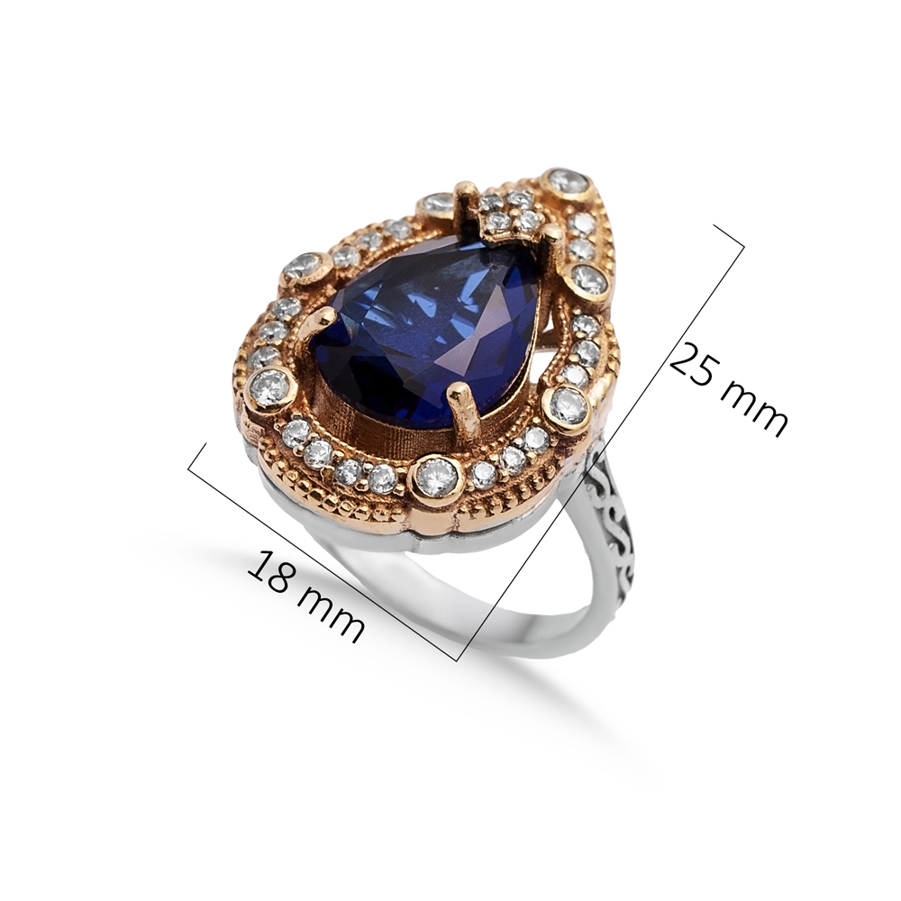 Sapphire Pear Ottoman Authentic Ring