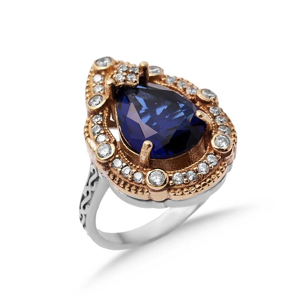 Sapphire Pear Ottoman Authentic Ring