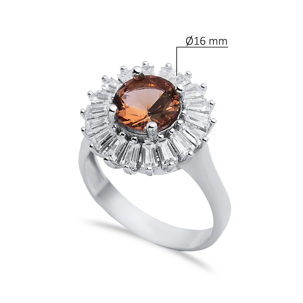 Round Baguette Cluster Silver Zultanite Ring