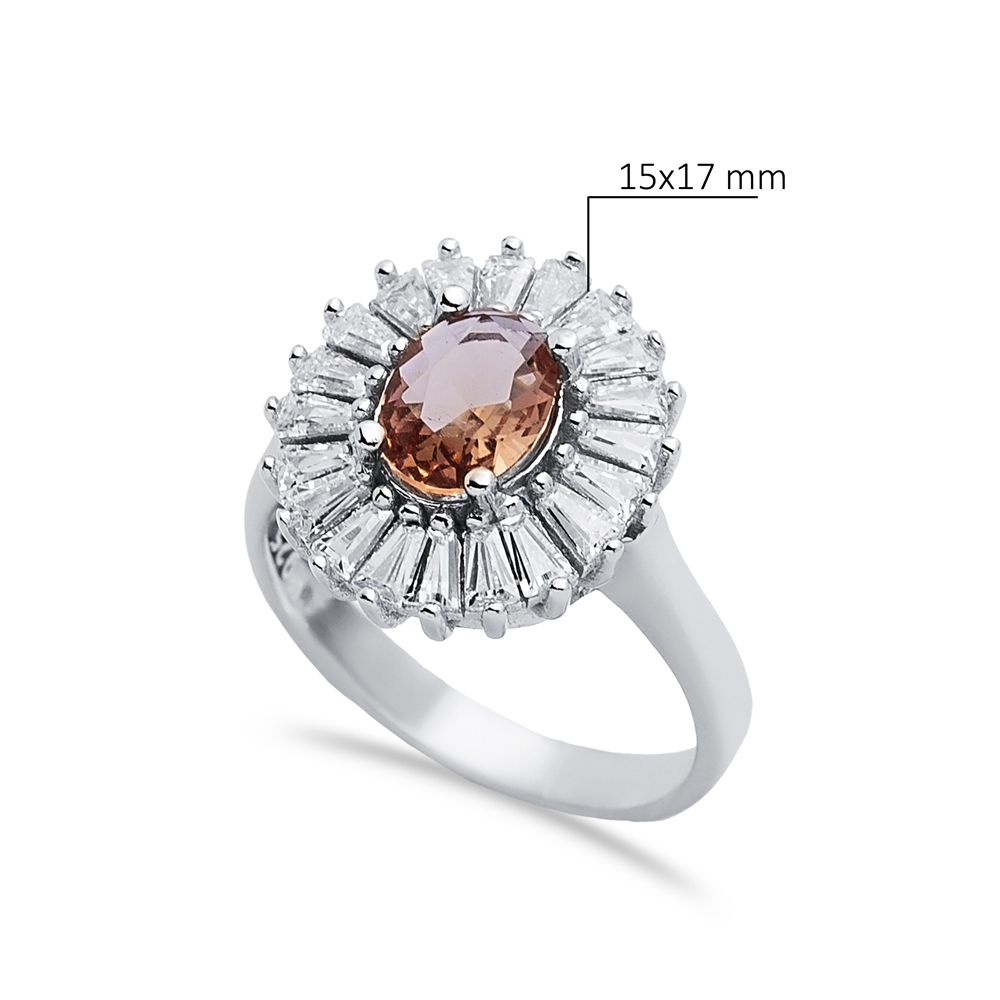 Oval Baguette Cluster Silver Zultanite Ring