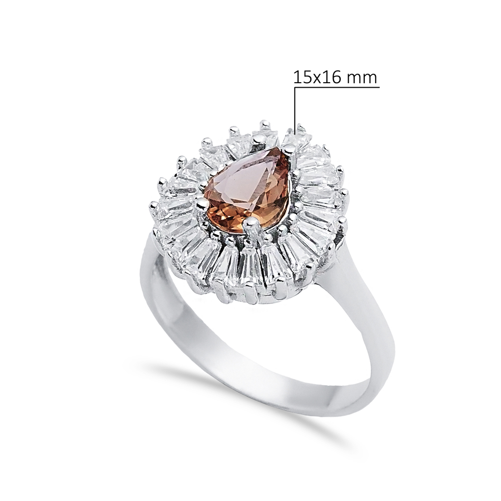 Pear Baguette Cluster Silver Zultanite Ring