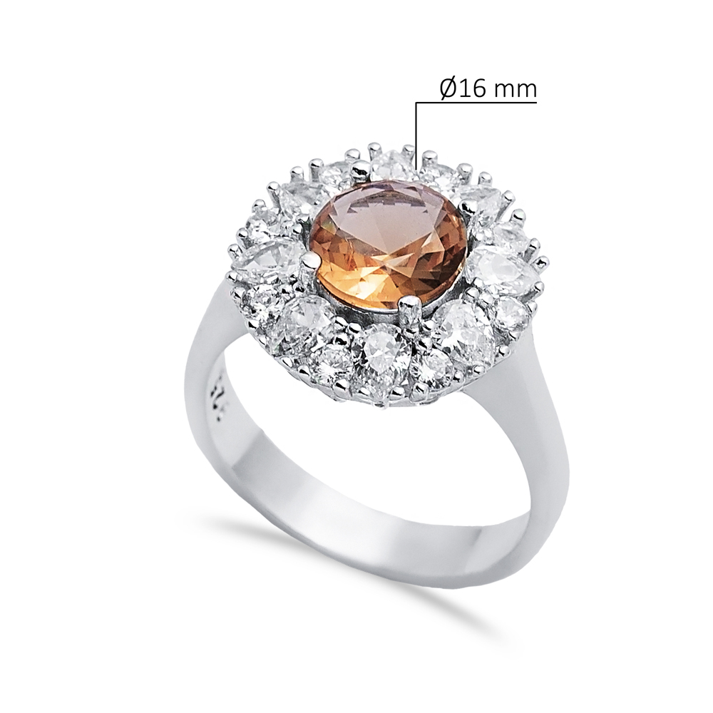 Round Pear Cluster Silver Zultanite Ring