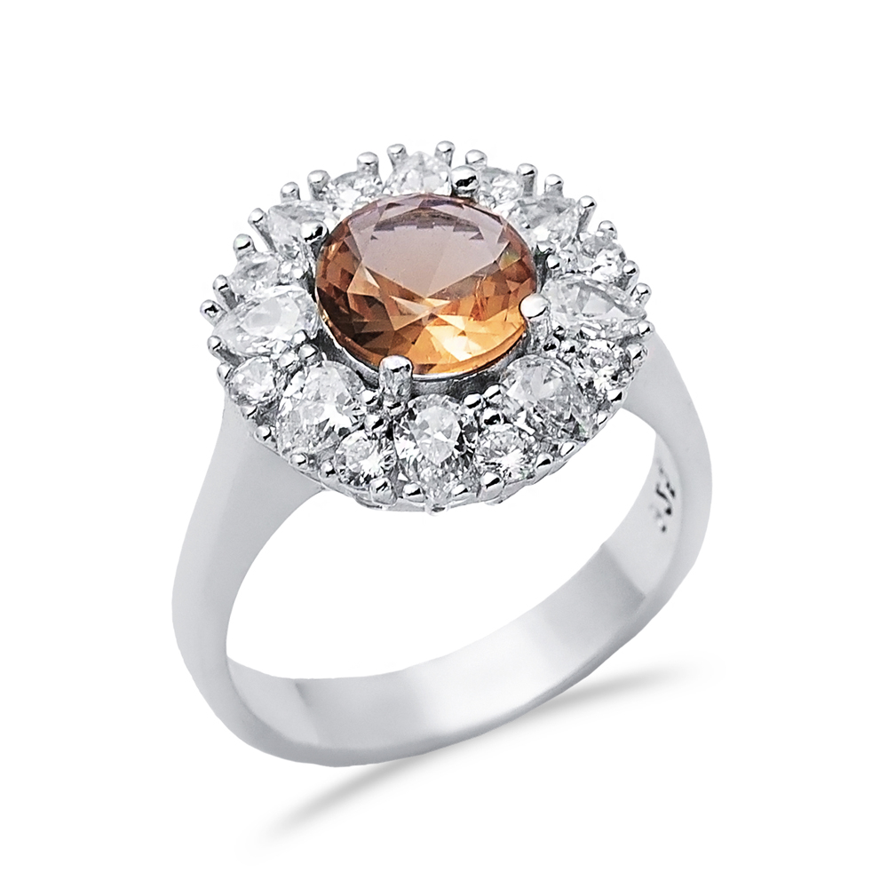 Round Pear Cluster Silver Zultanite Ring