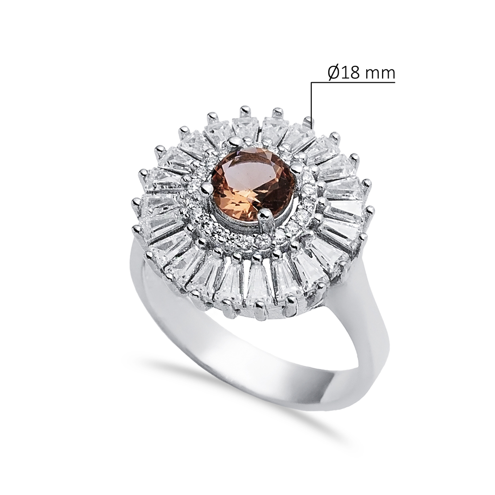 Ø18 mm Round Baguette Cluster Silver Zultanite Ring