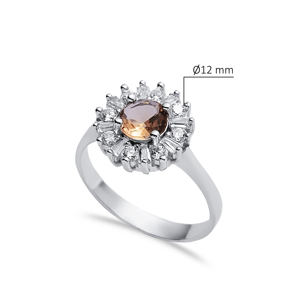 Round Baguette Cluster Silver Zultanite Ring