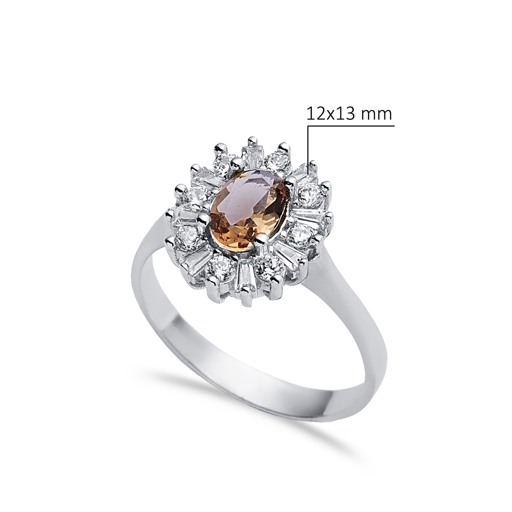 Oval Baguette Cluster Silver Zultanite Ring