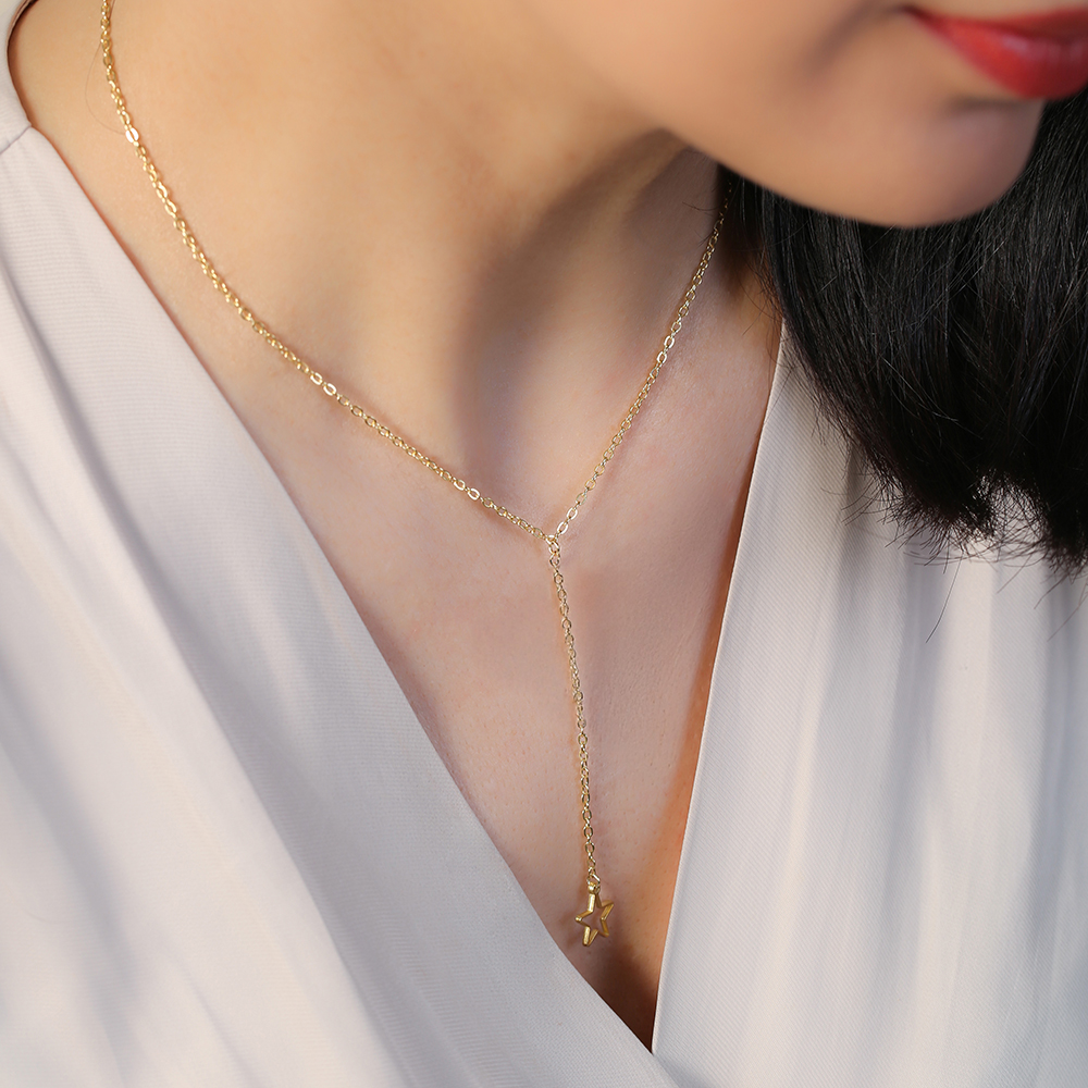 Popular Star Design Pendant Silver Y Necklace