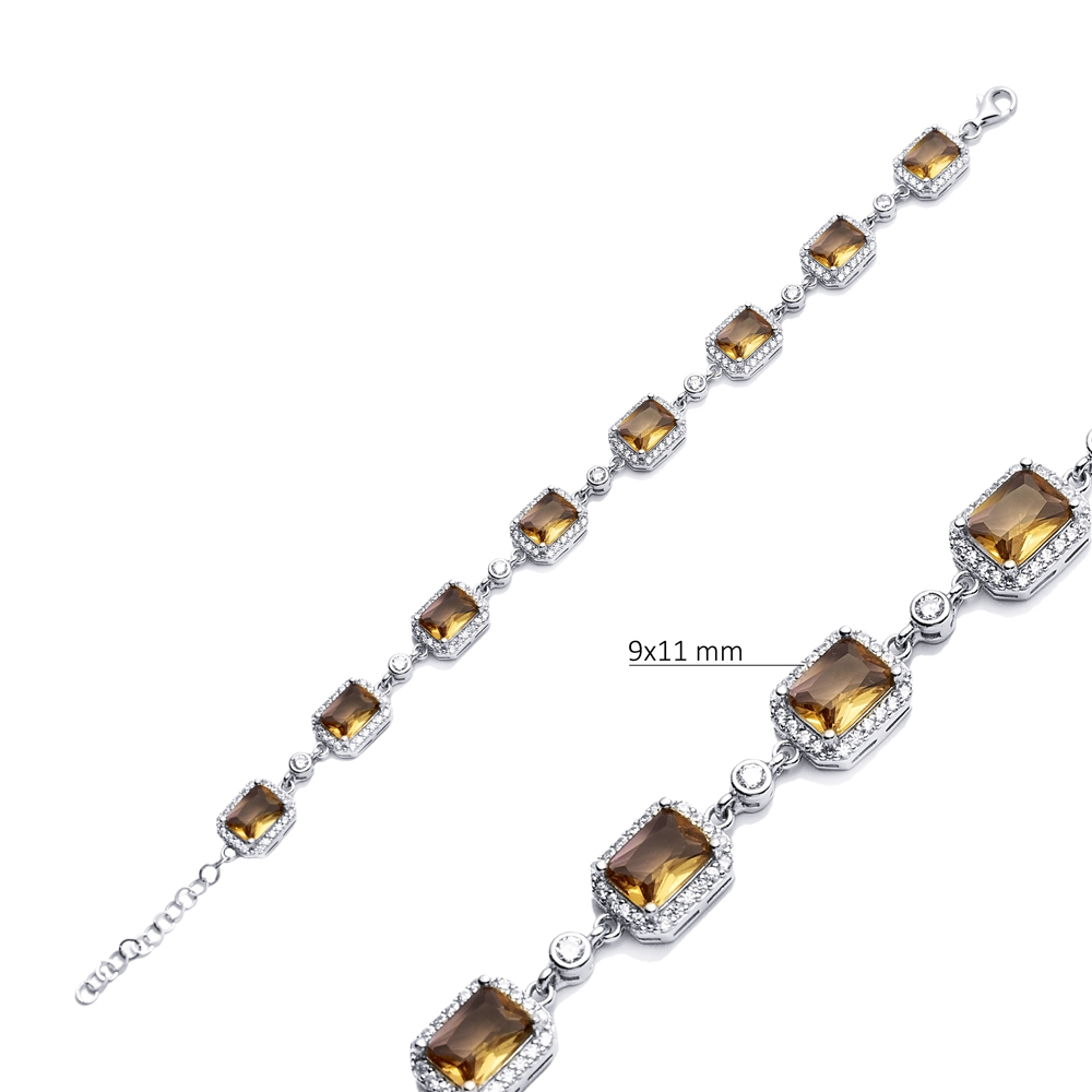 Baguette Design Silver Cluster Zultanite Bracelet