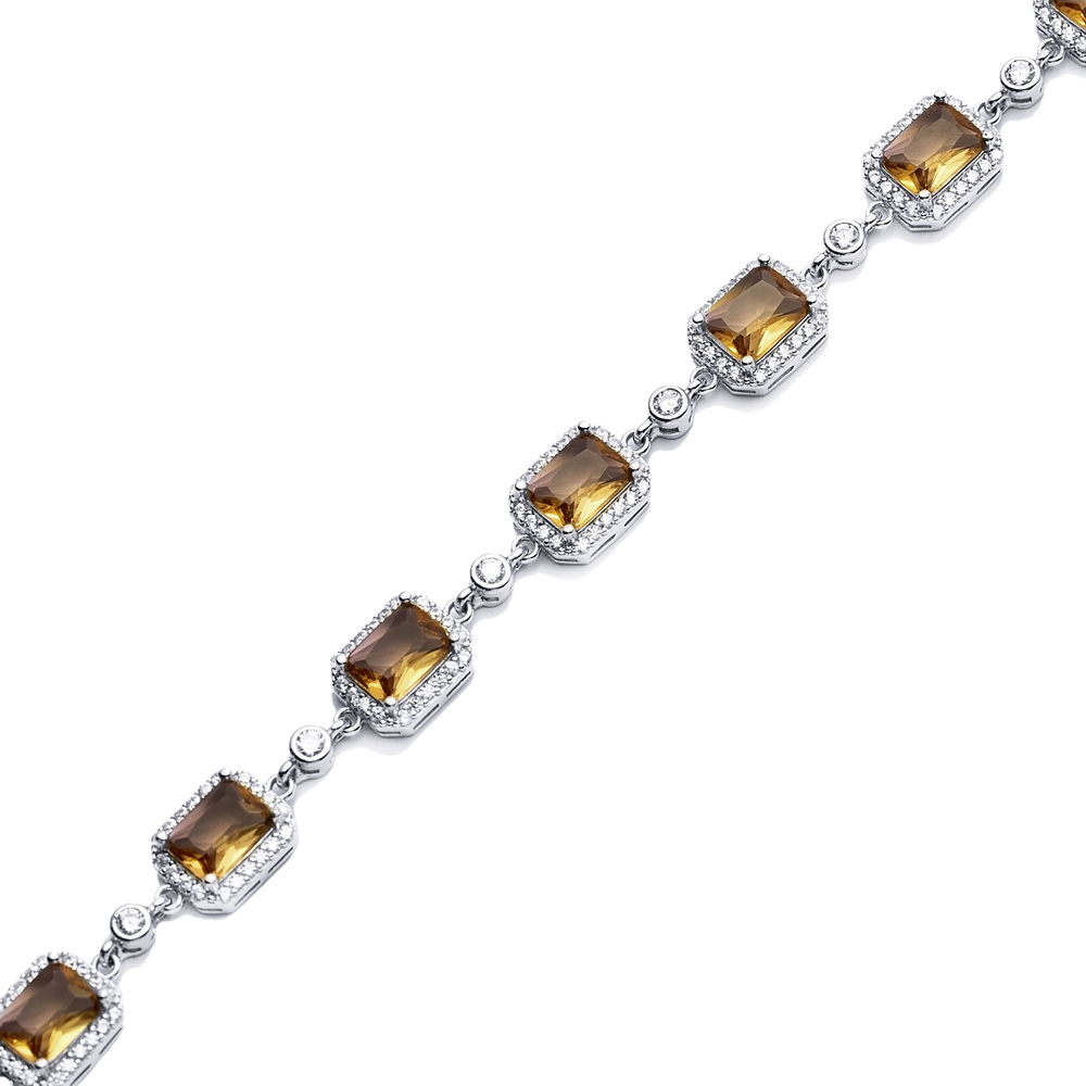 Baguette Design Silver Cluster Zultanite Bracelet