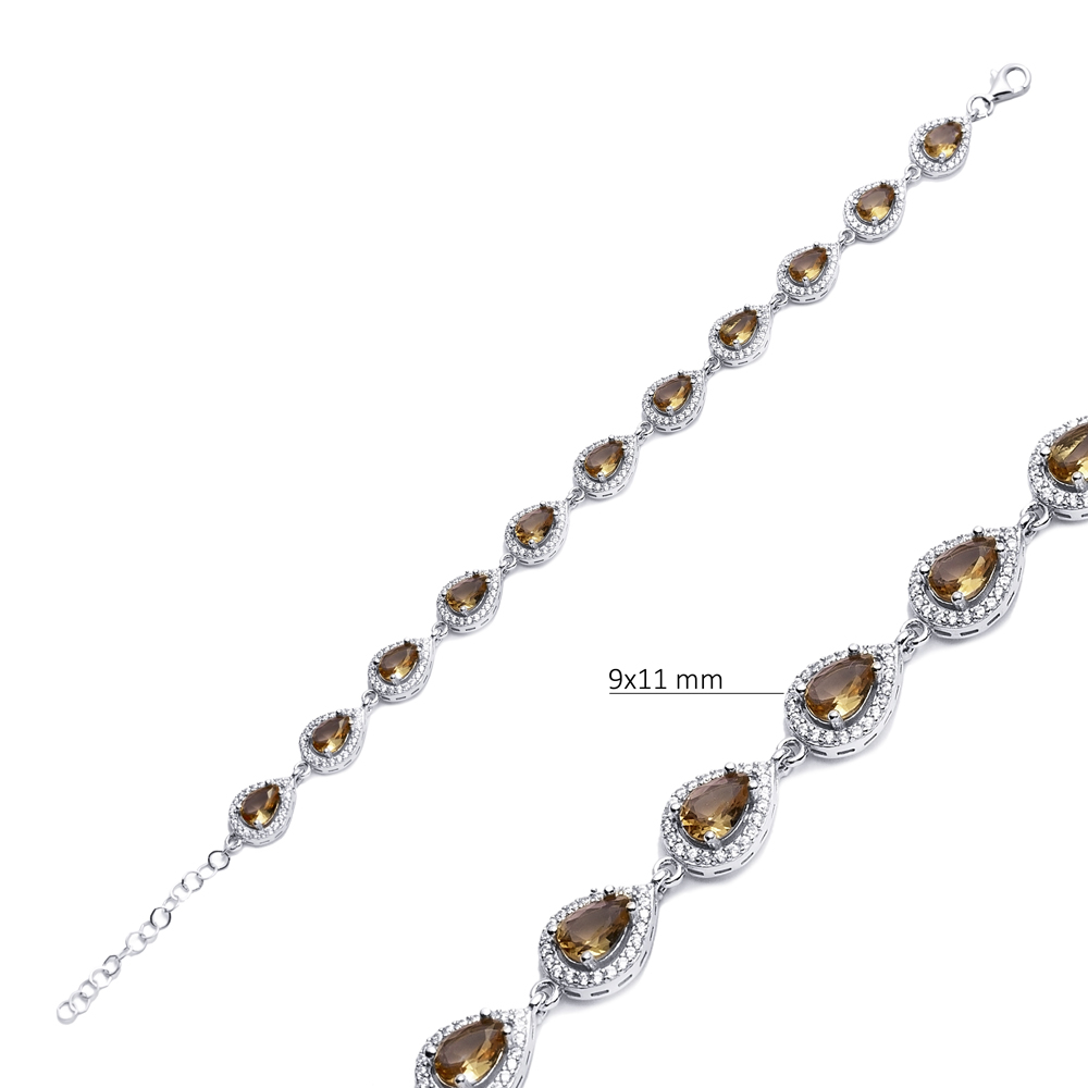 Pear Design Silver Cluster Zultanite Bracelet