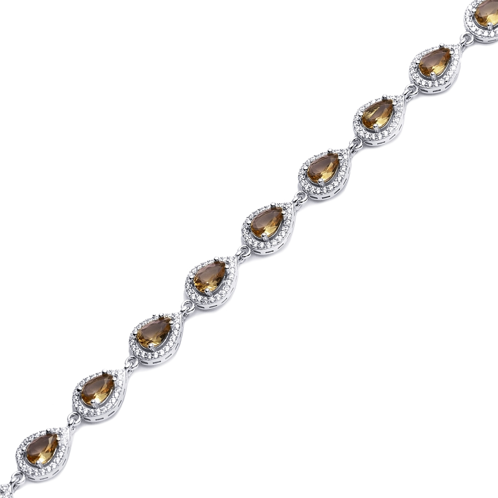 Pear Design Silver Cluster Zultanite Bracelet