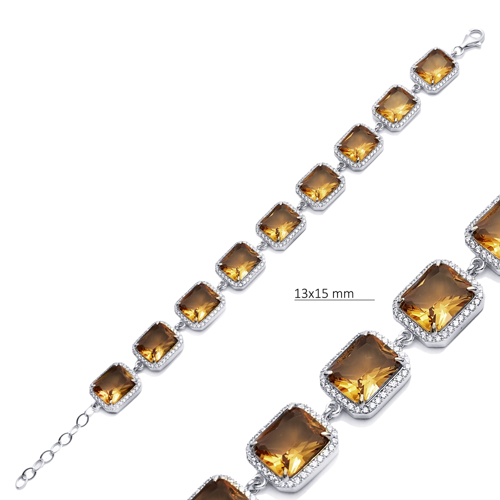13x15 mm Baguette Silver Cluster Zultanite Bracelet