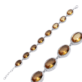 13x18 mm Oval Silver Cluster Zultanite Bracelet