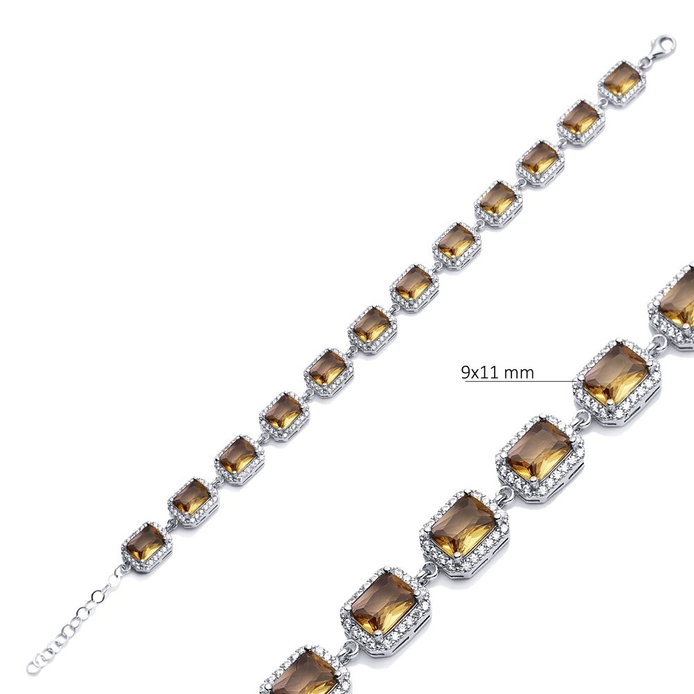 9x11 mm Baguette Silver Cluster Zultanite Bracelet
