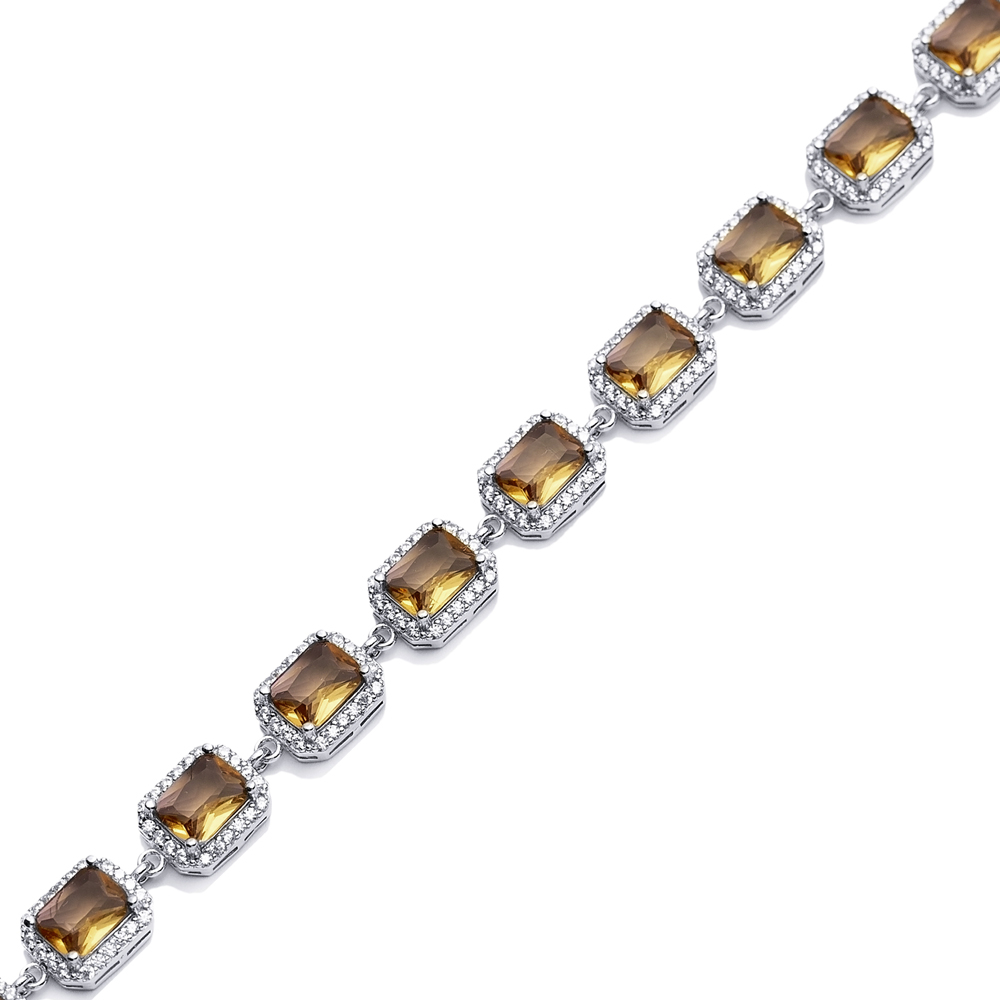 9x11 mm Baguette Silver Cluster Zultanite Bracelet