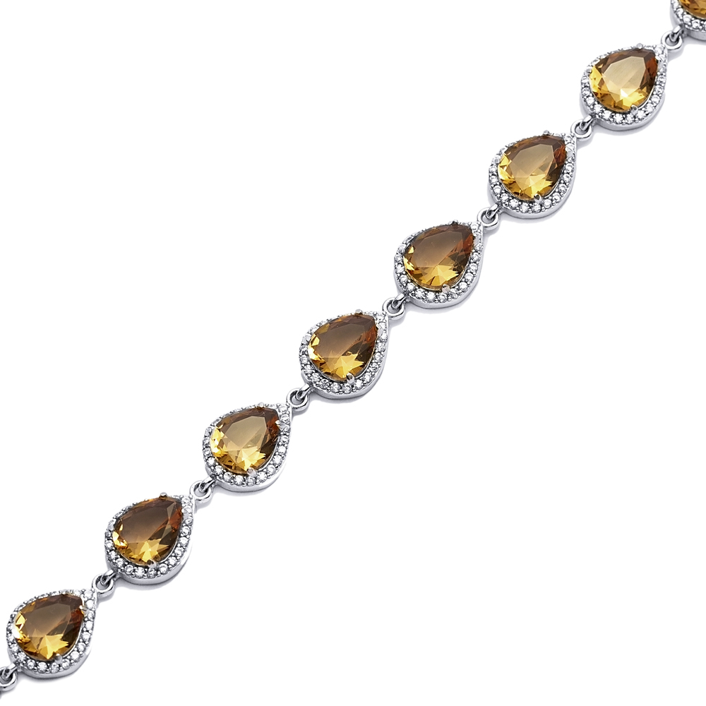 11x14 mm Pear Silver Cluster Zultanite Bracelet