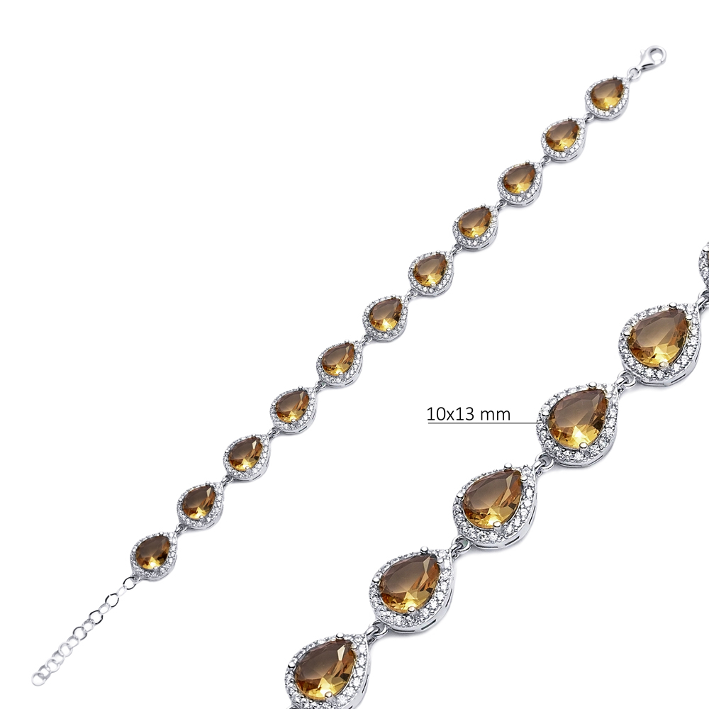 10x13 mm Pear Silver Cluster Zultanite Bracelet