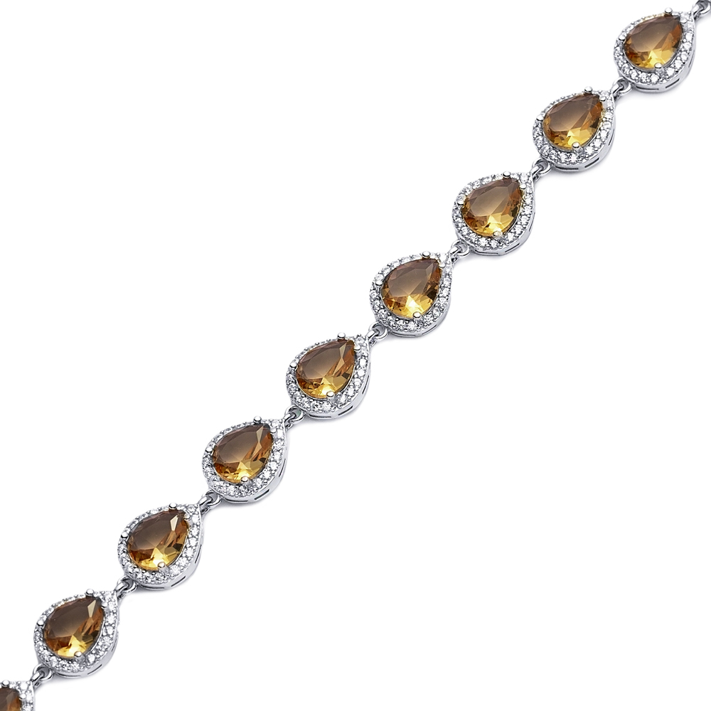 10x13 mm Pear Silver Cluster Zultanite Bracelet