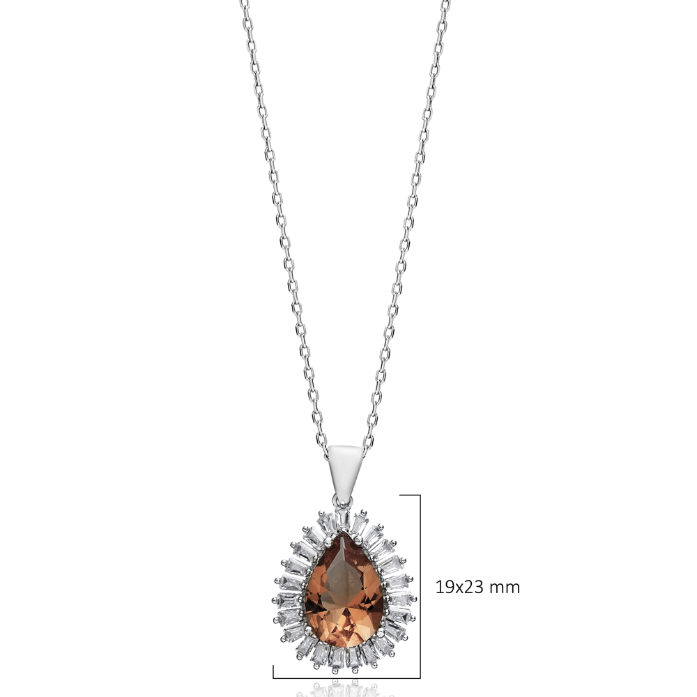 Pear Zultanite Baguette Silver Charm Necklace