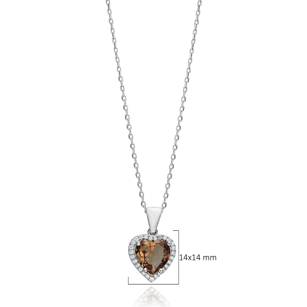 14 mm Heart Zultanite CZ Silver Charm Necklace