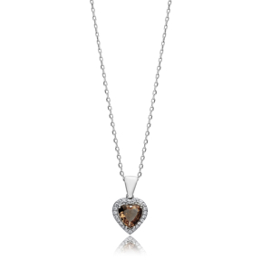12 mm Heart Zultanite CZ Silver Charm Necklace
