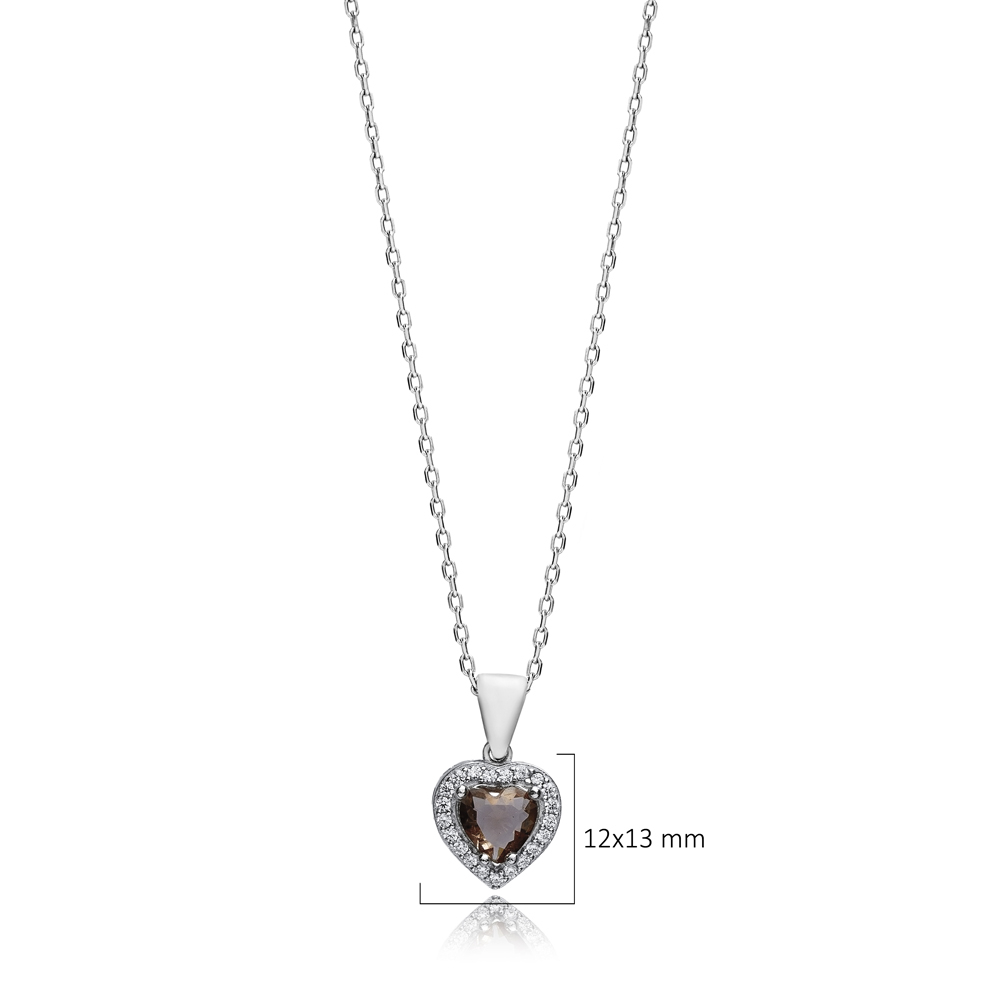 12 mm Heart Zultanite CZ Silver Charm Necklace
