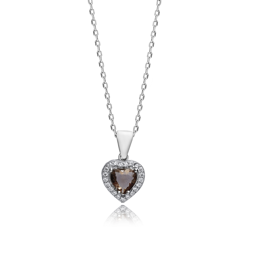 11 mm Heart Zultanite CZ Silver Charm Necklace