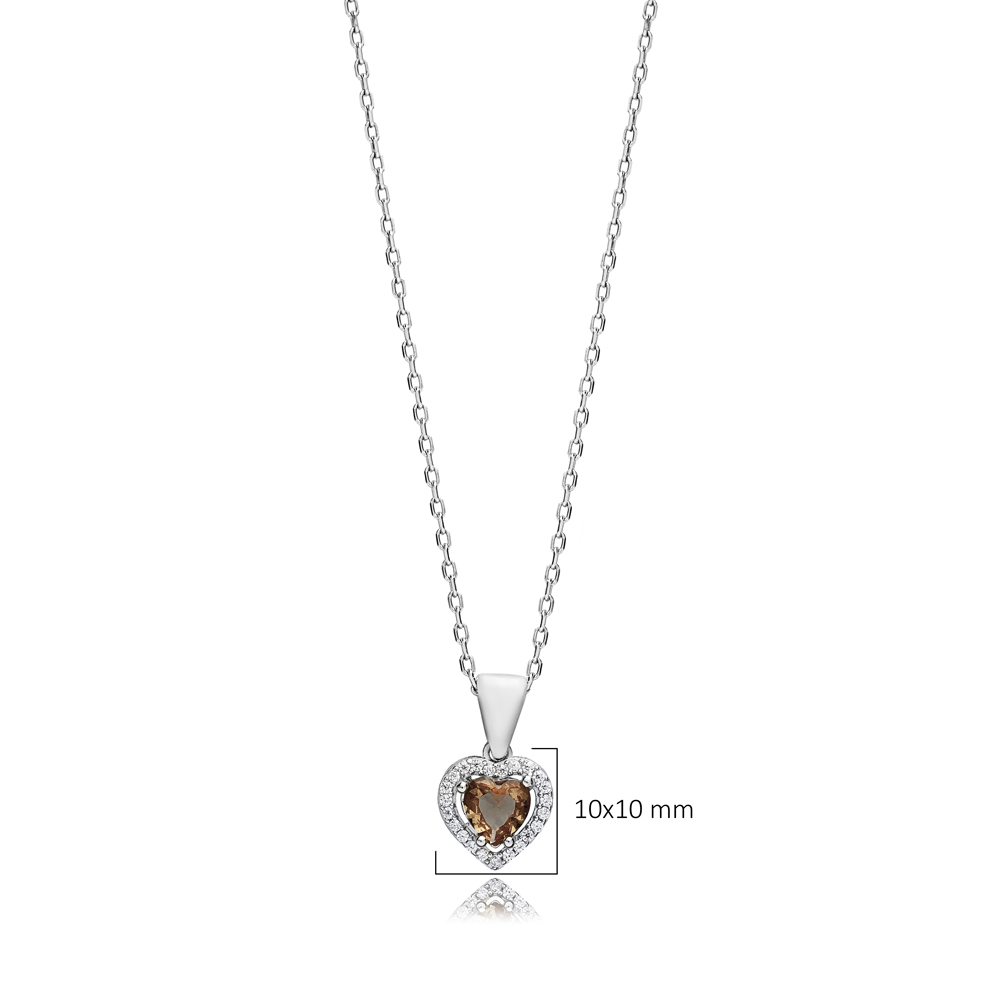 10 mm Heart Zultanite CZ Silver Charm Necklace