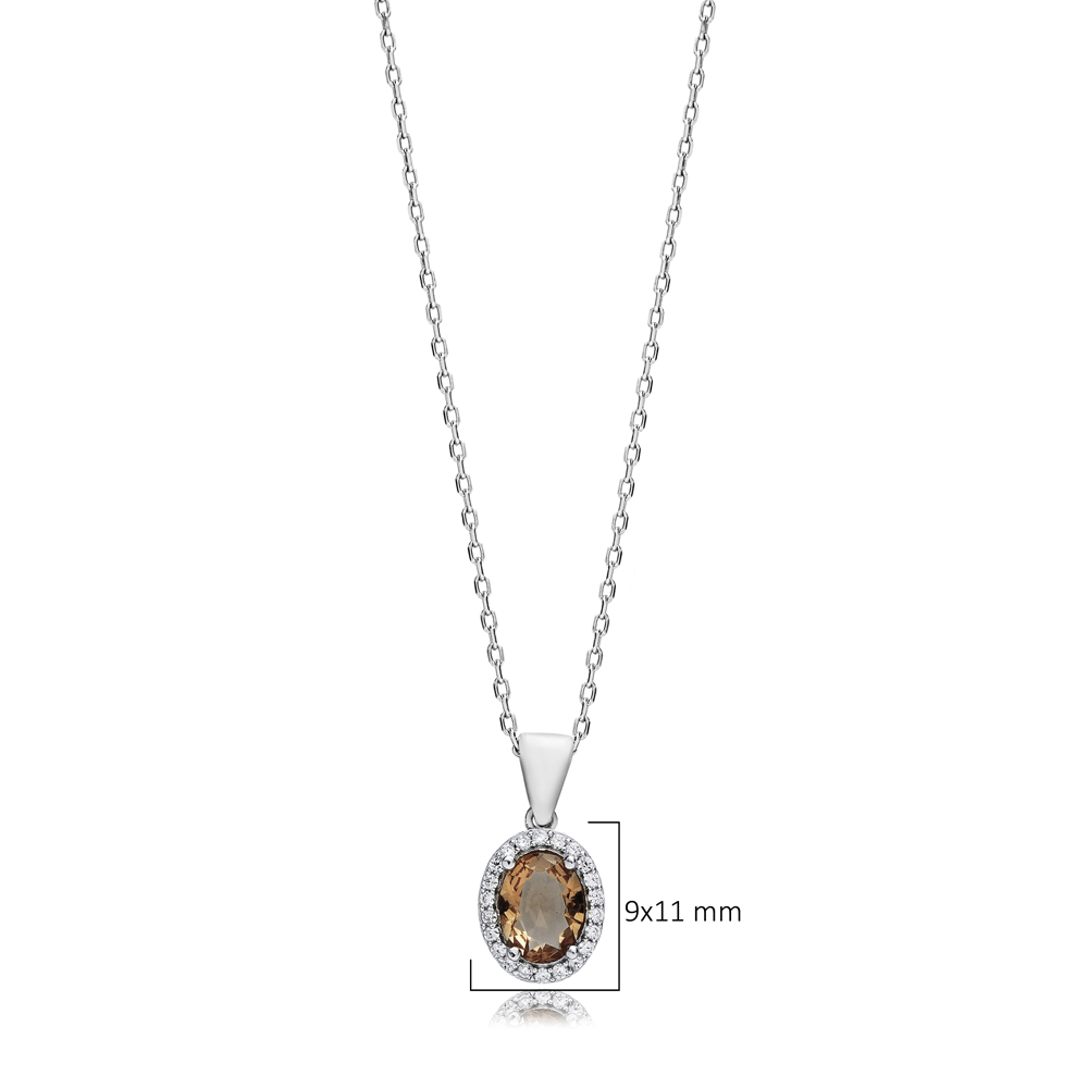 Oval Zultanite CZ Silver Charm Necklace