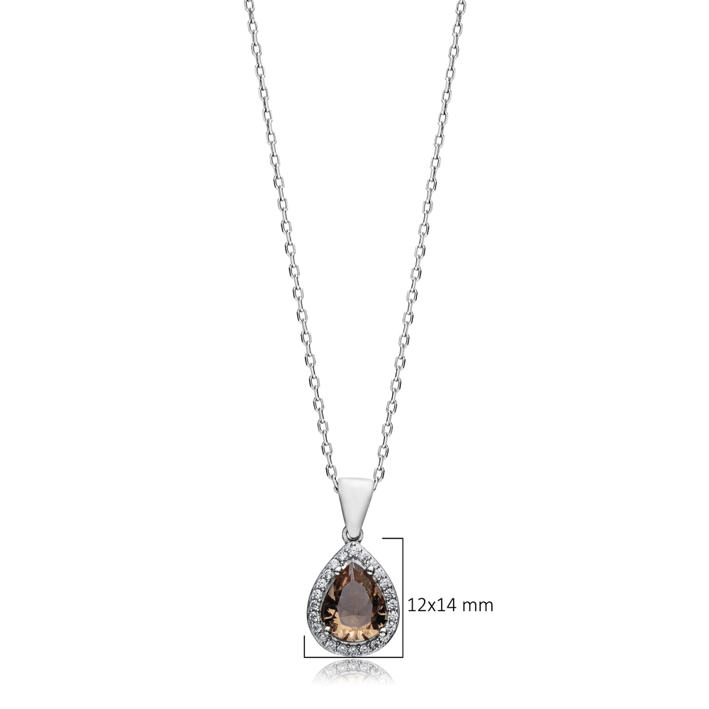 Charm Necklace Pear Zultanite CZ Silver