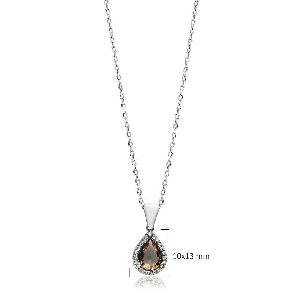 Charm Necklace Zultanite CZ Pear Silver