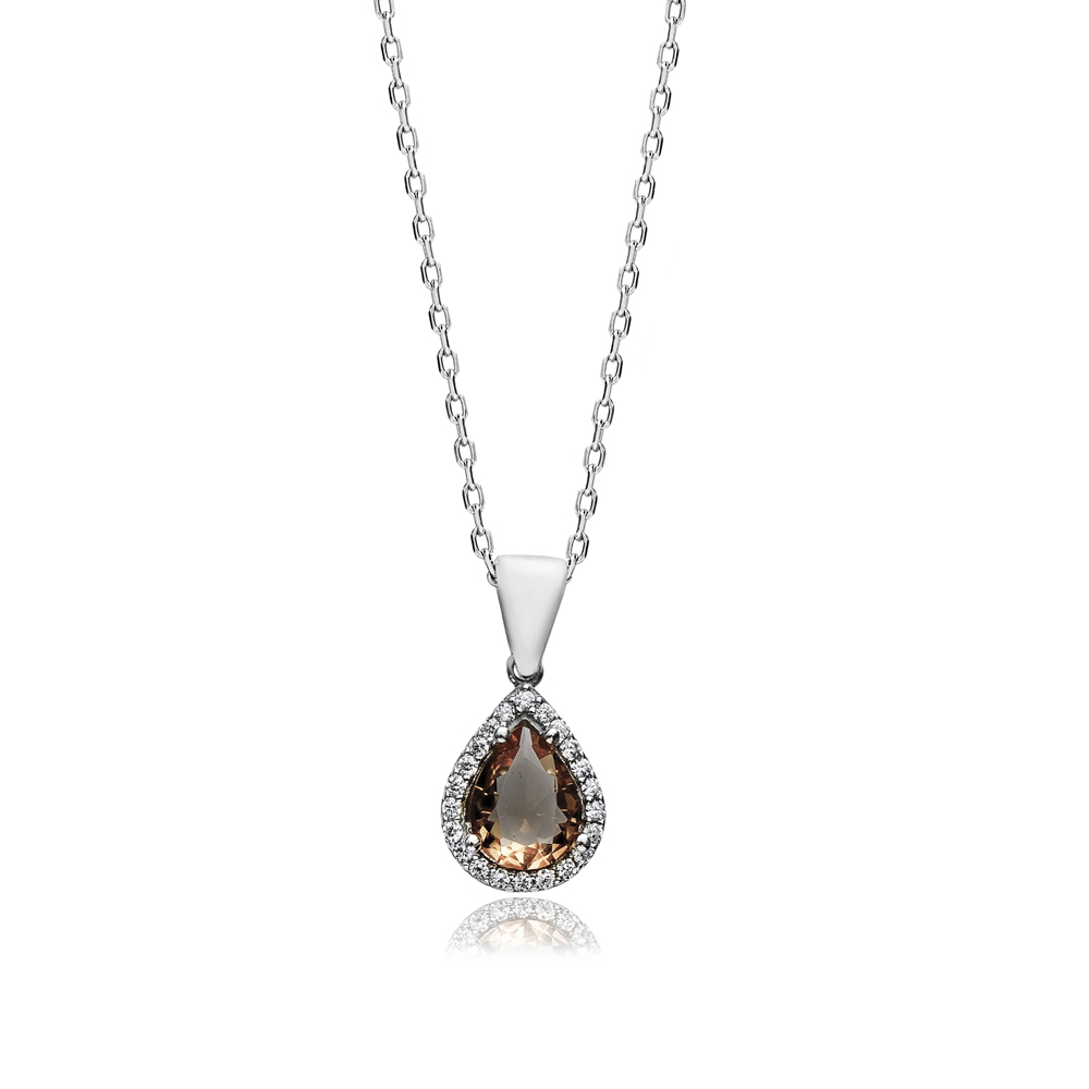 Charm Necklace Zultanite CZ Pear Silver