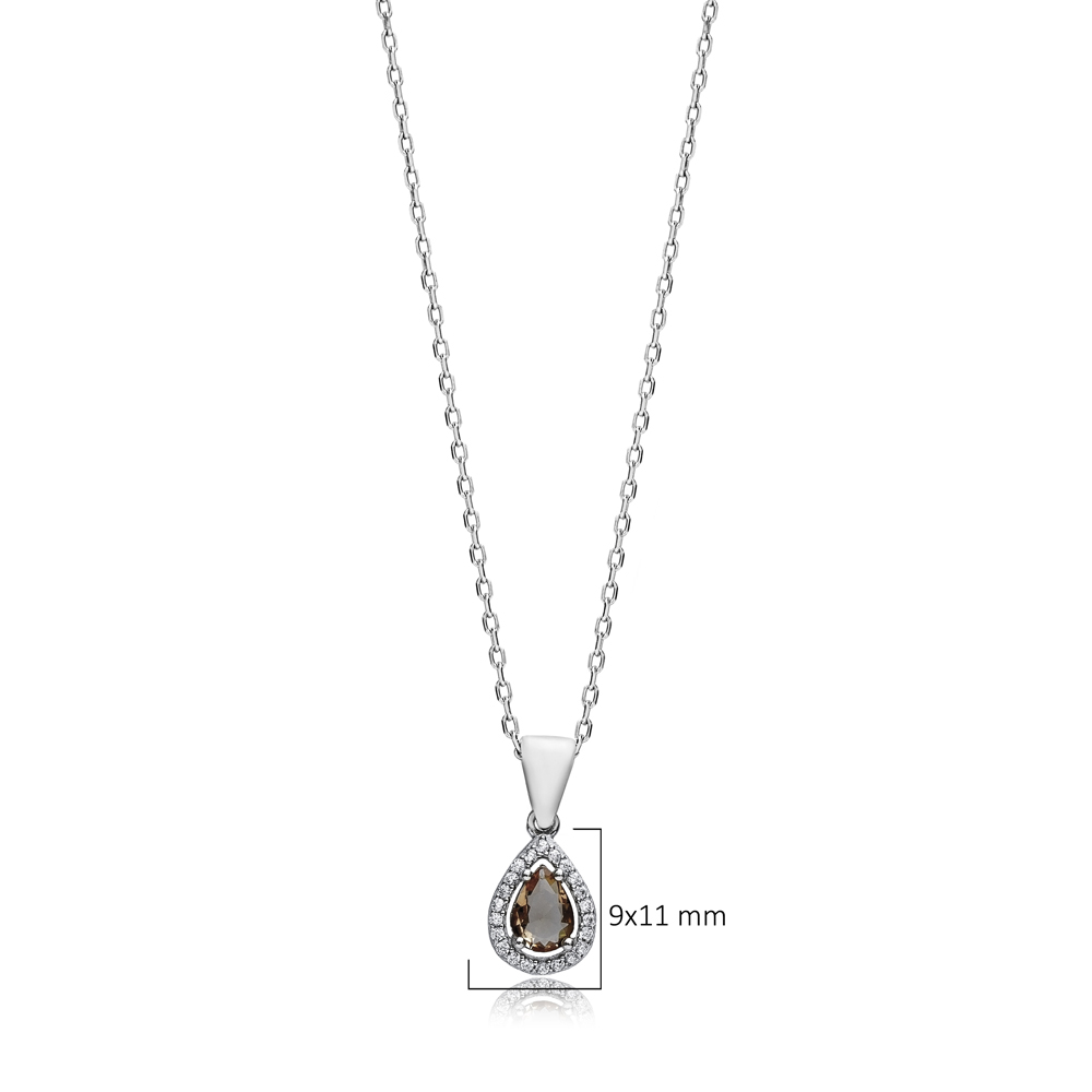 Pear Silver Charm Necklace Zultanite CZ