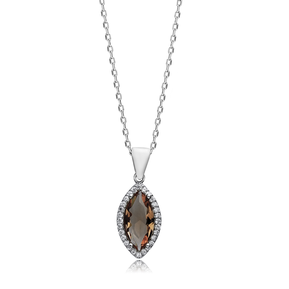 Marquise Zultanite CZ Silver Necklace