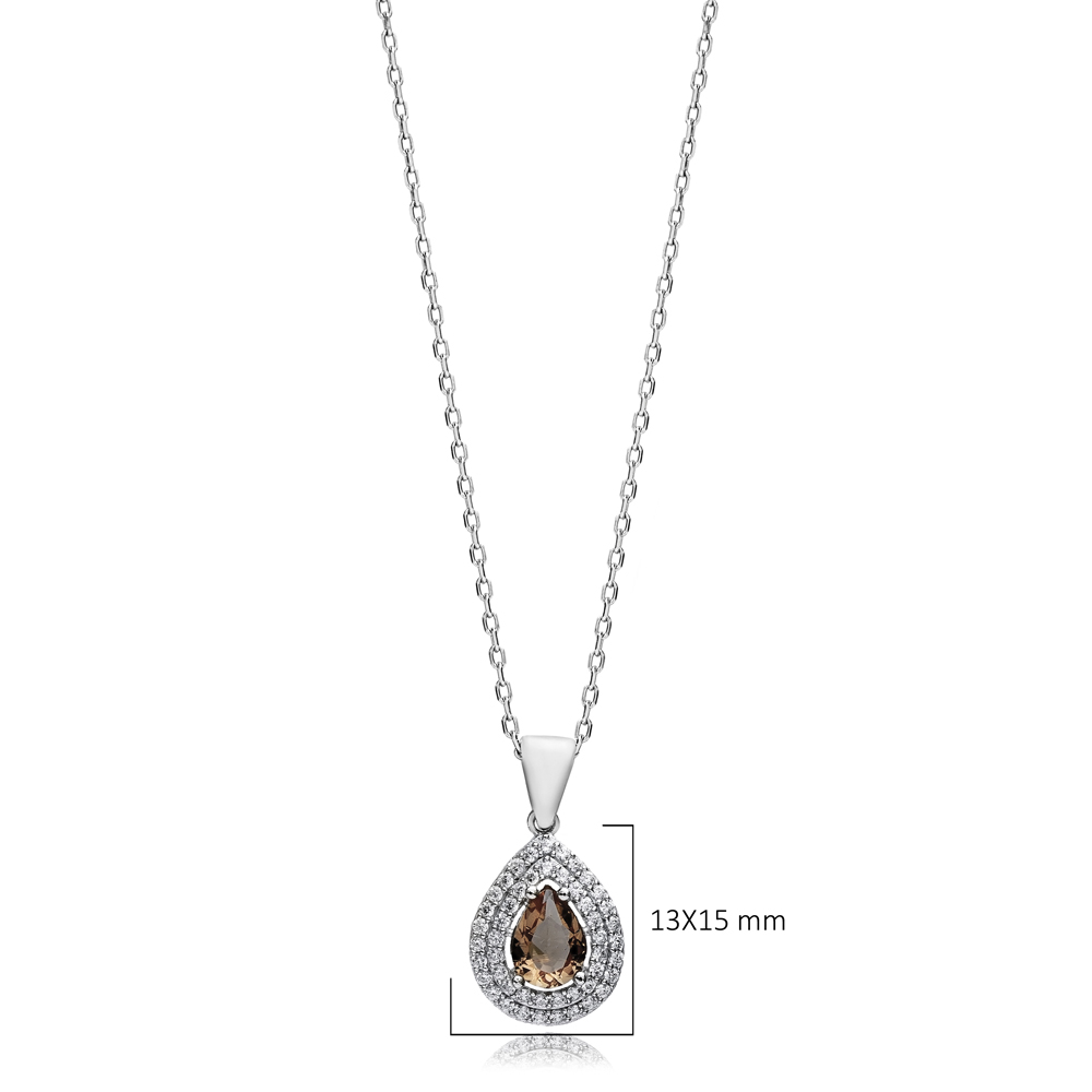 Pear Zultanite Double CZ Silver Necklace