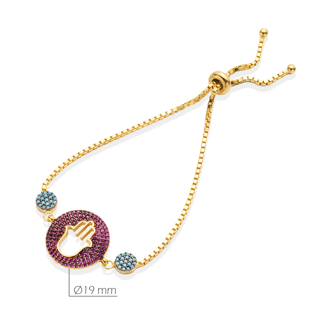 Wholesale Hamsa Design Handmade Turkish Adjustable Tennis Silver Bracelet