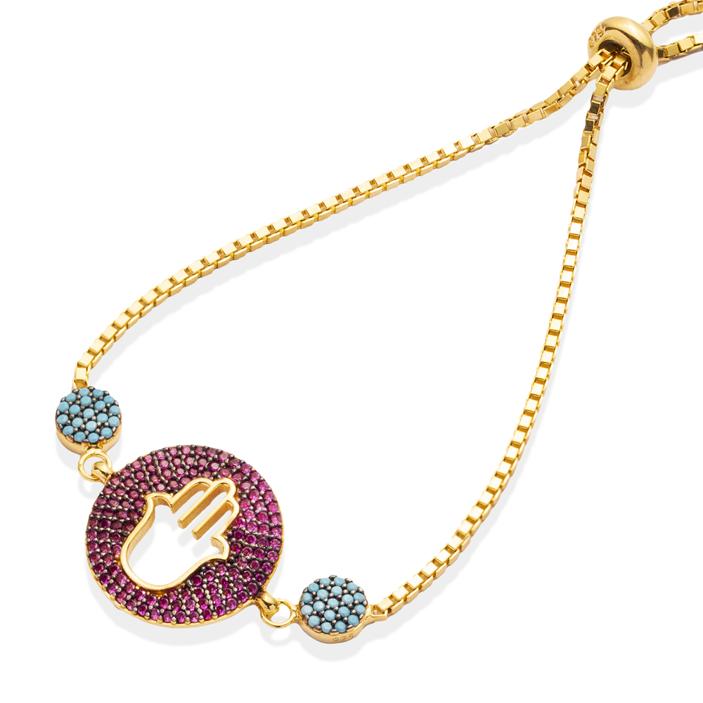 Wholesale Hamsa Design Handmade Turkish Adjustable Tennis Silver Bracelet