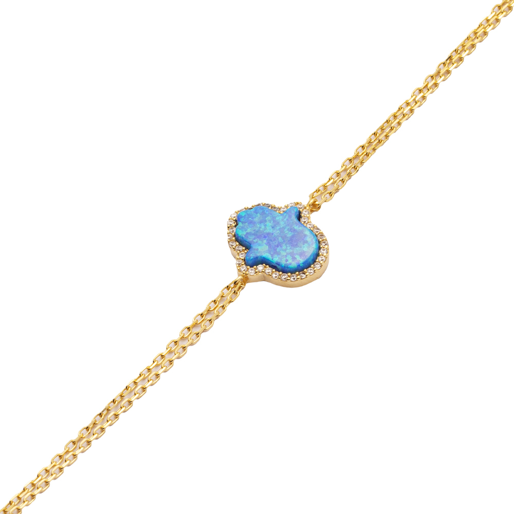 Opal Hamsa Bracelet In Turkish Wholesale 925 Sterling Silver Bracelet