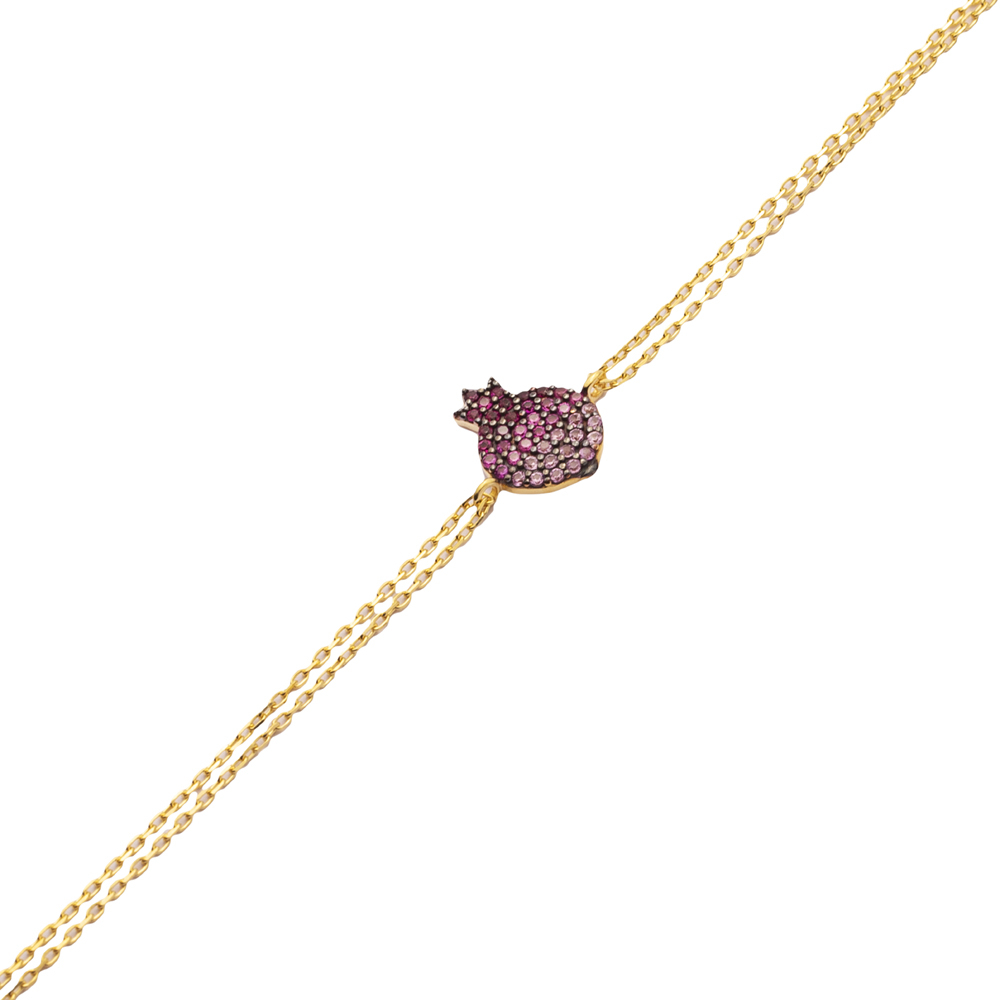 Minimalist Pomegranate Gradient Zircon Design Turkish Wholesale 925 Sterling Silver Charm Bracelet