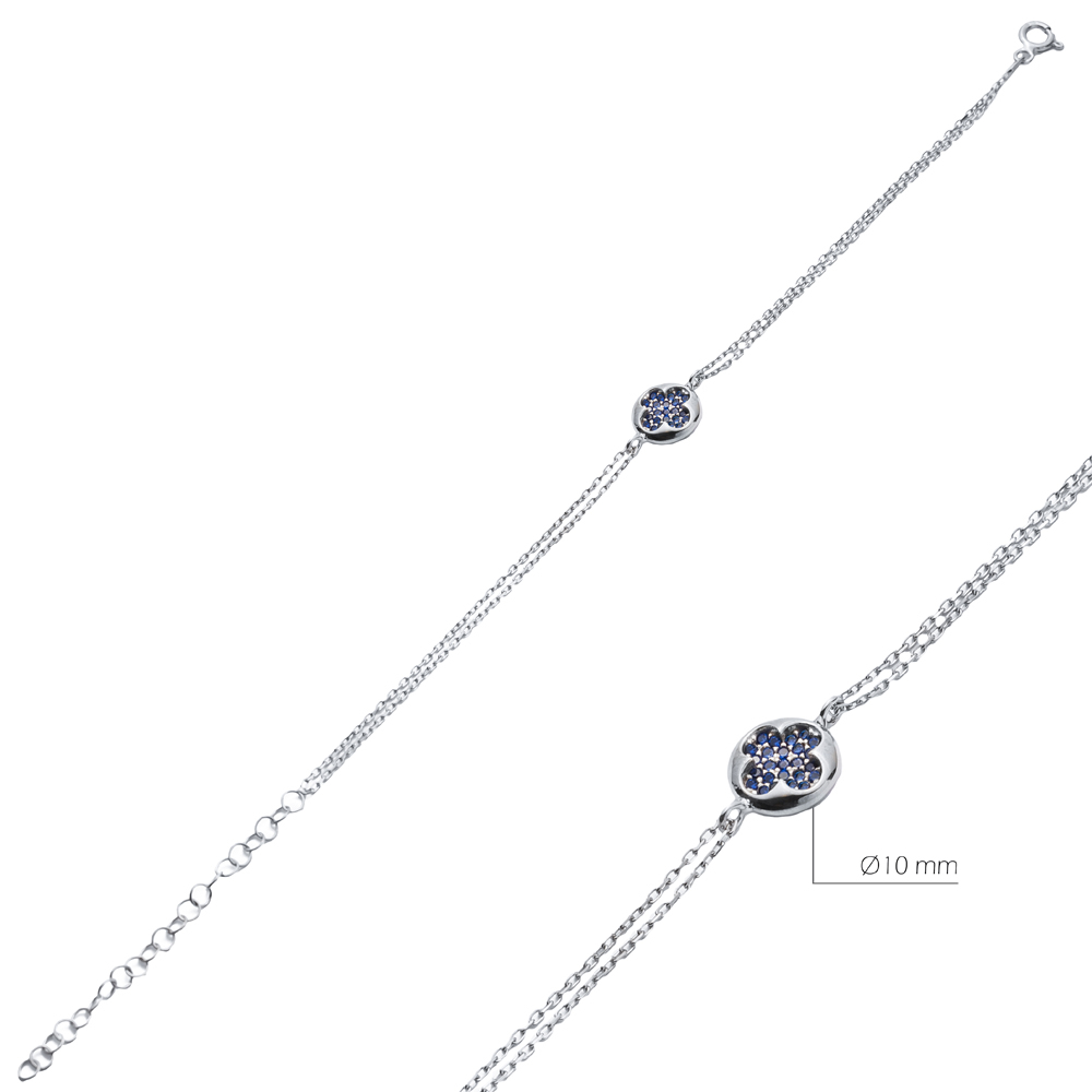 Minimalist Clover Design Turkish Wholesale 925 Sterling Silver Charm Bracelet