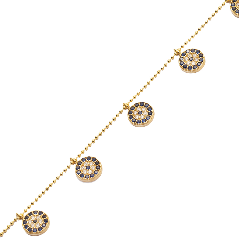 Minimalist Silver Sterling Evil Eye Charm Bracelet