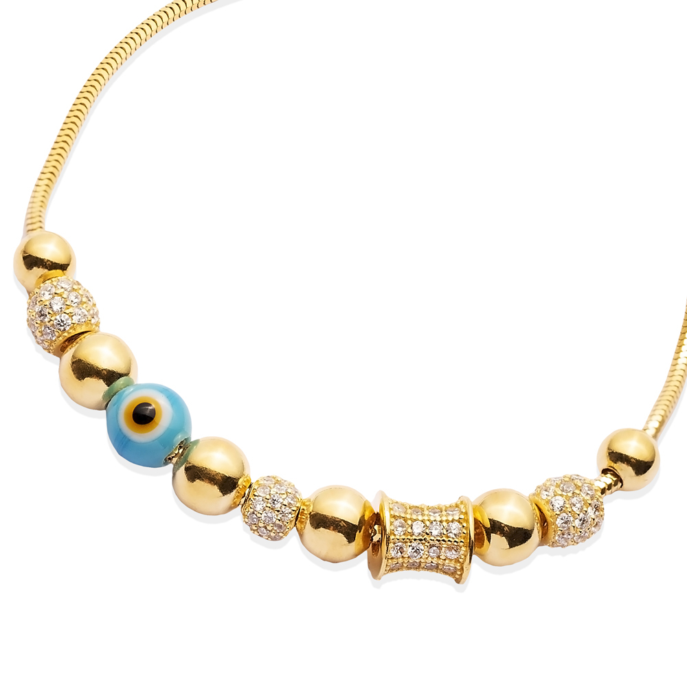 Enamel Evil Eye Charm Bracelet Wholesale 925 Sterling Silver Jewelry