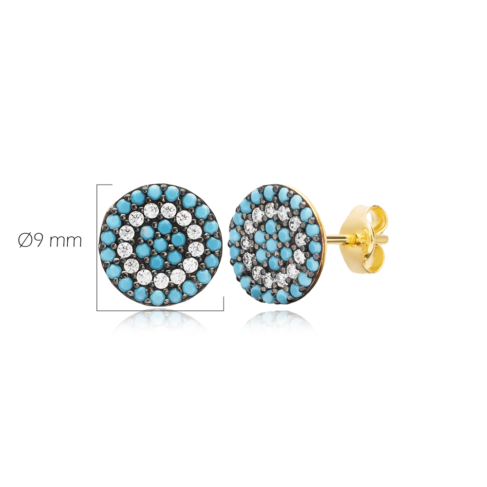 Evil Eye Rounded Design Stud Earrings
