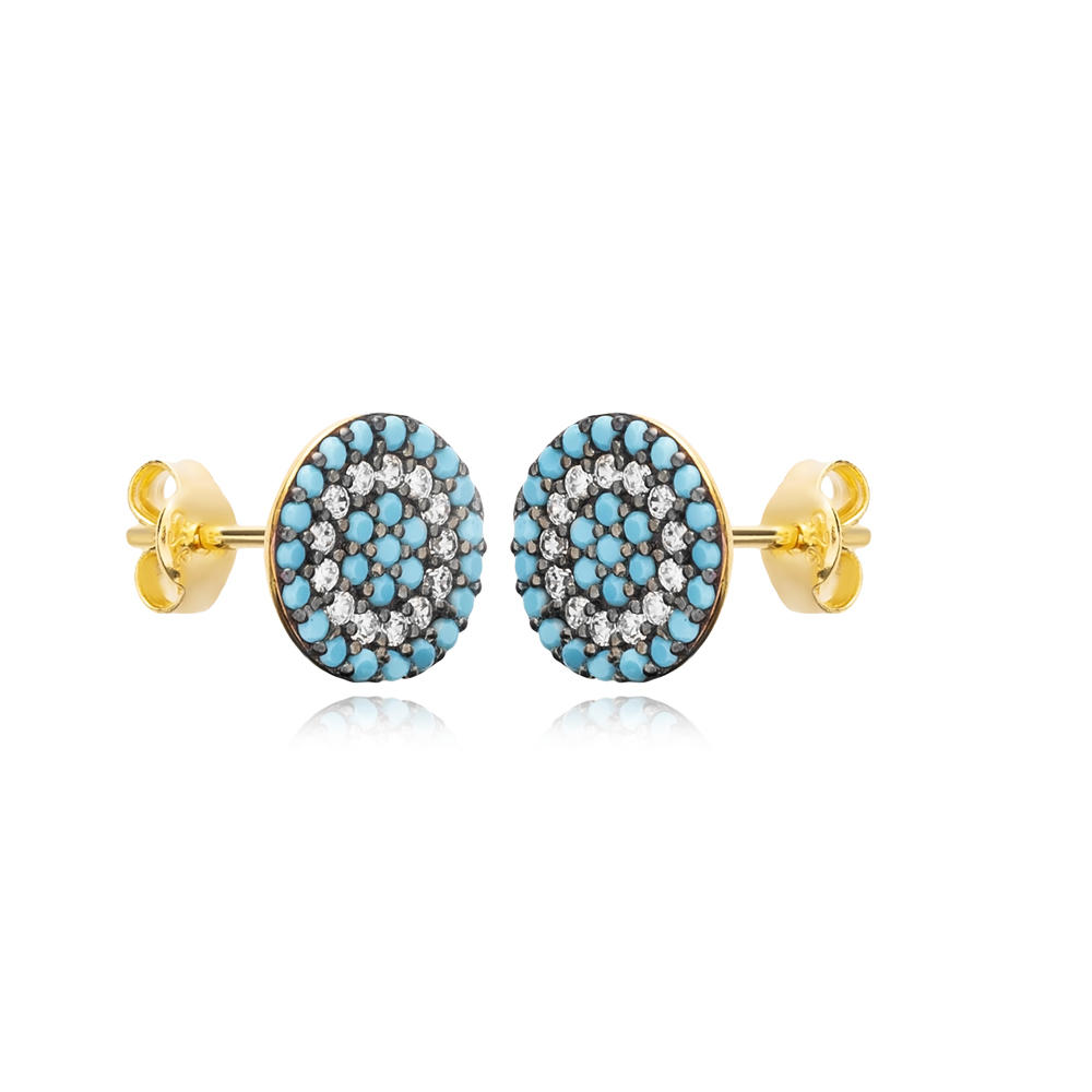 Evil Eye Rounded Design Stud Earrings