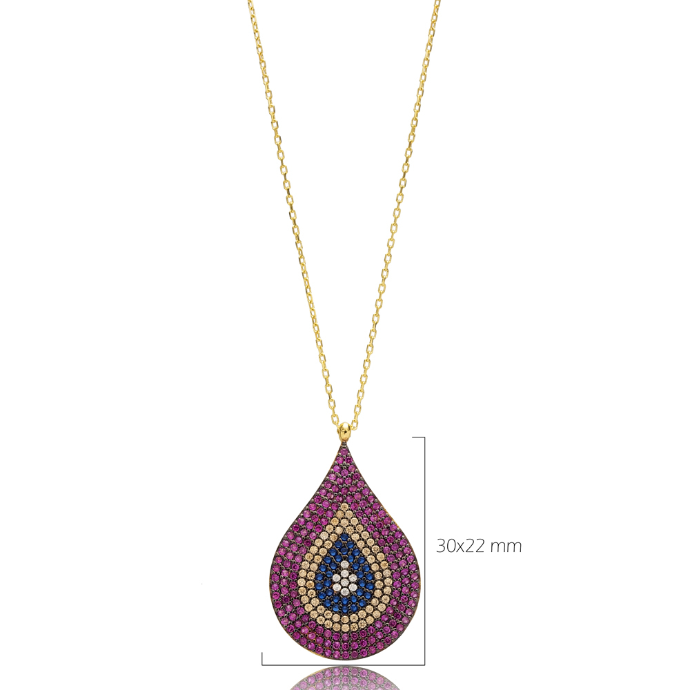 Drop With Evil Eye Design Turkish Wholesale Handmade  925  Sterling Silver  Pendant