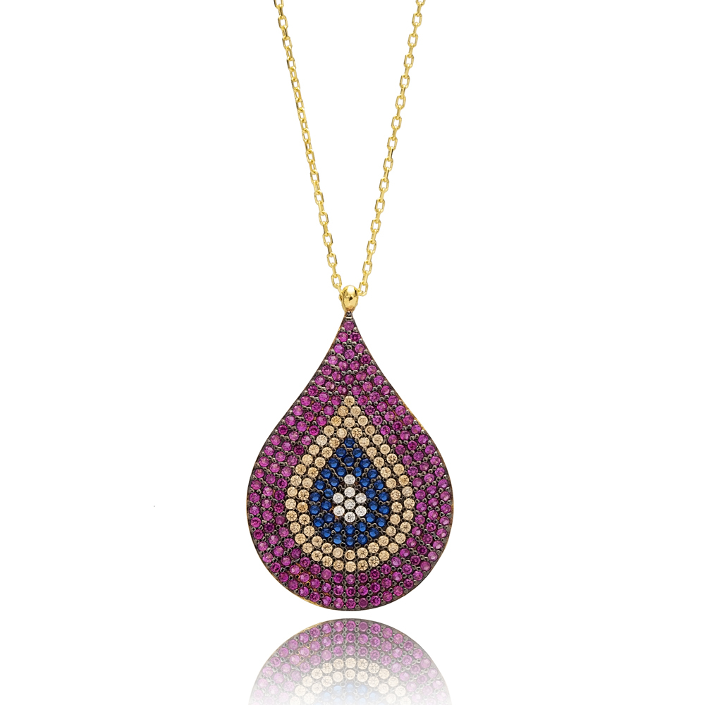 Drop With Evil Eye Design Turkish Wholesale Handmade  925  Sterling Silver  Pendant