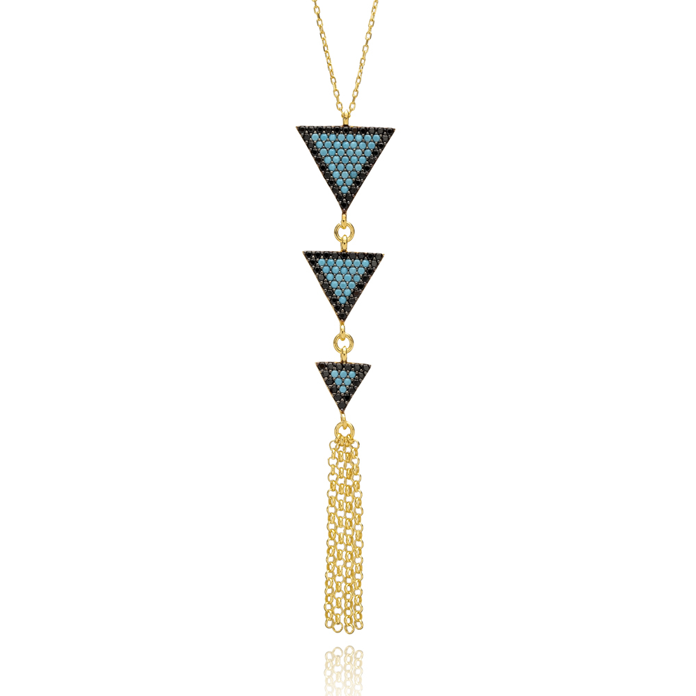 Nano Turquoise Triangle Turkish Wholesale Sterling Handmade Silver Pendant