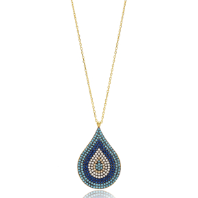 Evil Eye Pear Pendant Turkish Wholesale Sterling Silver Jewelry