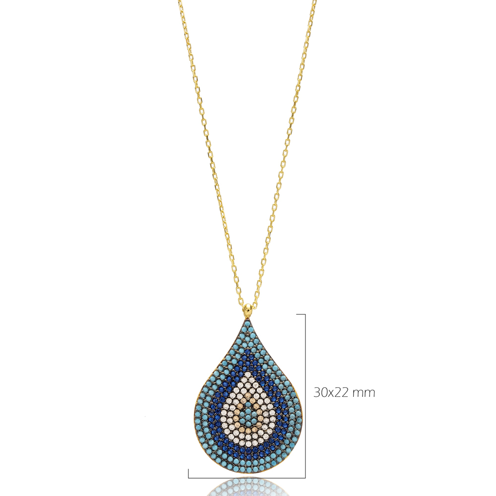 Evil Eye Pear Pendant Turkish Wholesale Sterling Silver Jewelry