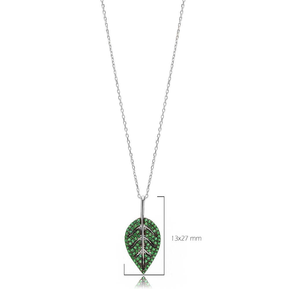 Emerald Leaf Pendant In Turkish Wholesale 925 Sterling Silver